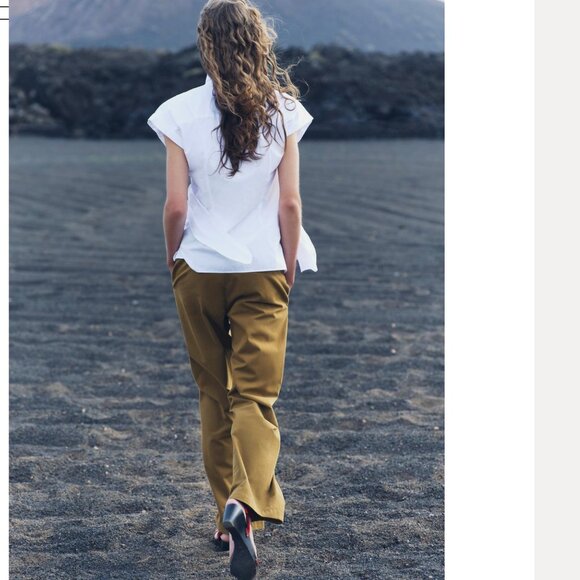 NWT ZARA ZW COLLECTION KAMARLI WIDE-LEG Pant Olive Green Large Bloggers Fave - Picture 3 of 13